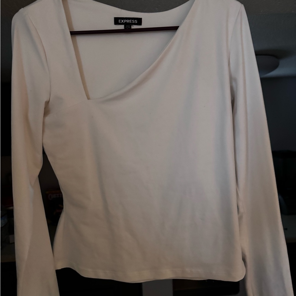 Express Off-White Long Sleeve Women's Tee